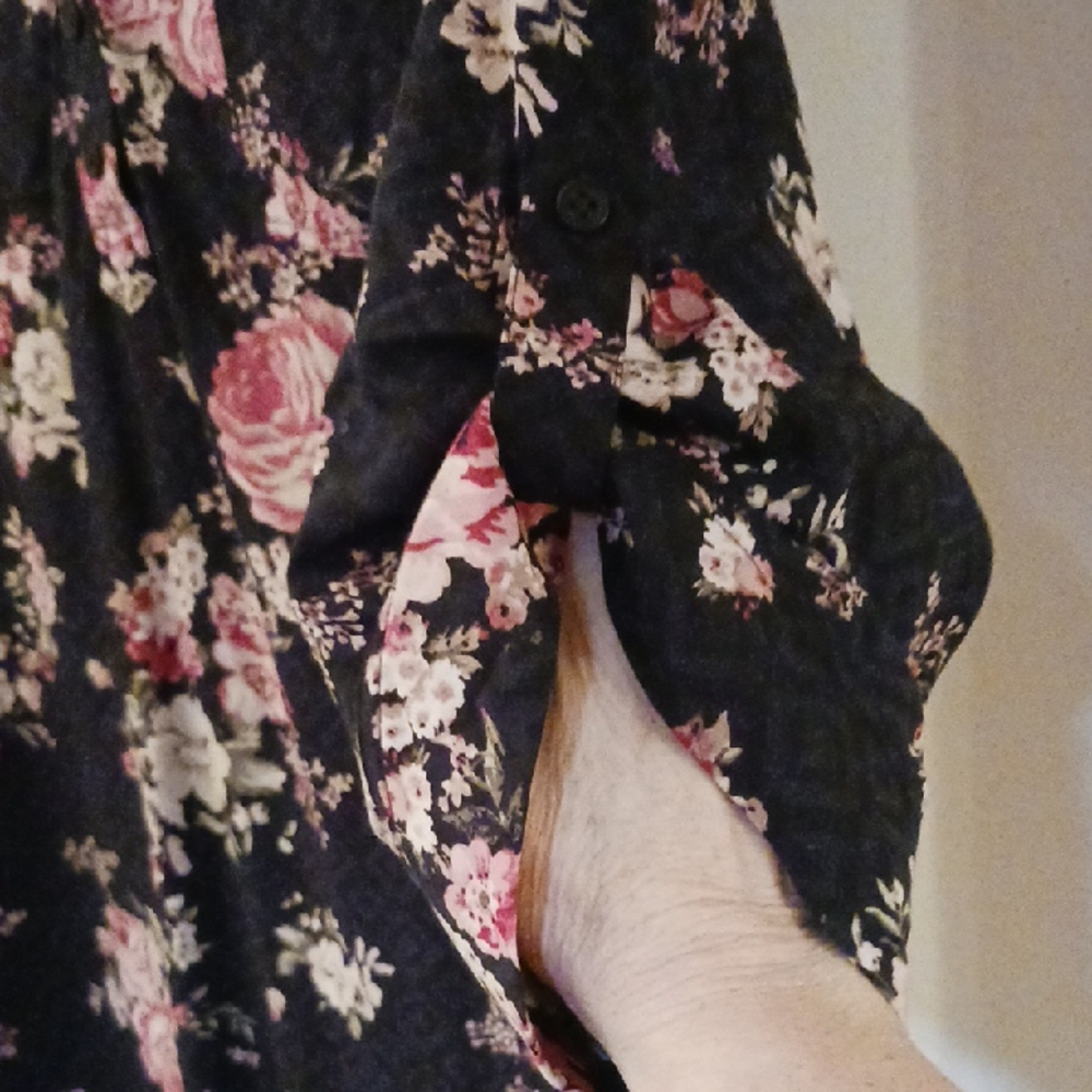 Torrid Floral Blouse with Pink and Black Design - Picture 3 of 5